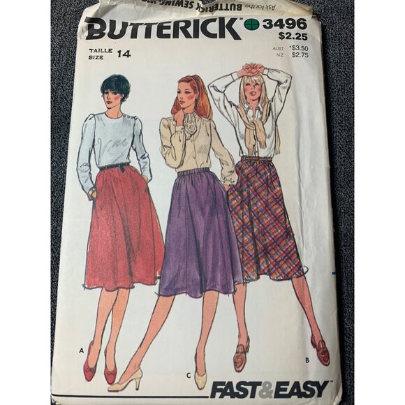 Butterick Misses Skirt Sewing Pattern sz 14 3496 - uncut - Picture 1 of 12